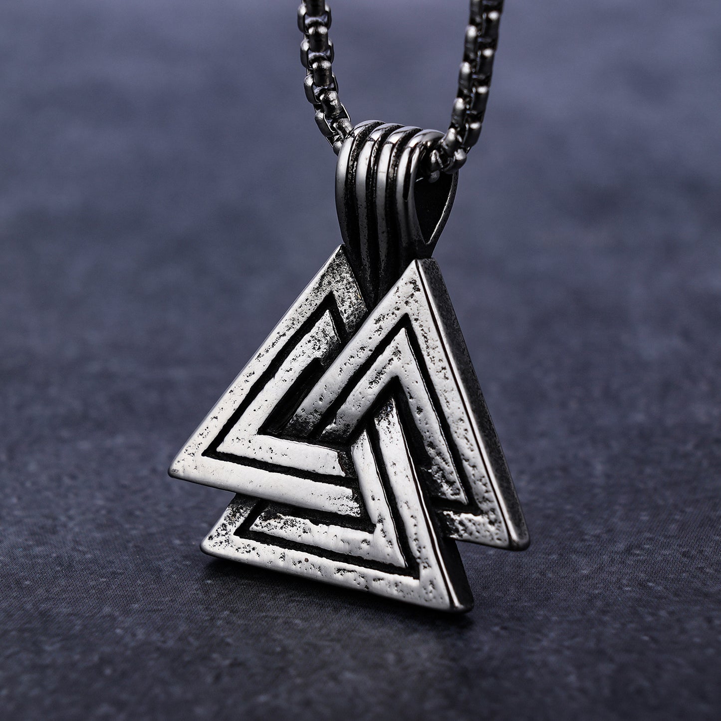 Nordic Valknut Viking Triangle Symbol Steel Pendant Men's Charm Necklace