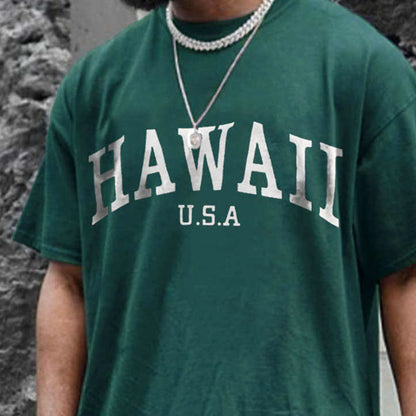 HAWAII Letter Print Men's T-Shirt