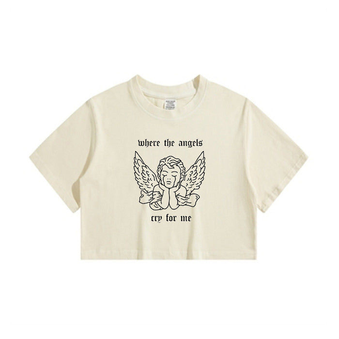 Angel Baby Print Cute Crop Tee