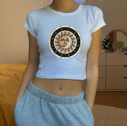 Zodiac Astrology Circle Lady's Crop Tee