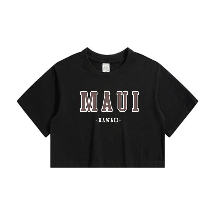 Maui Letter Print Lady's Crop Tee