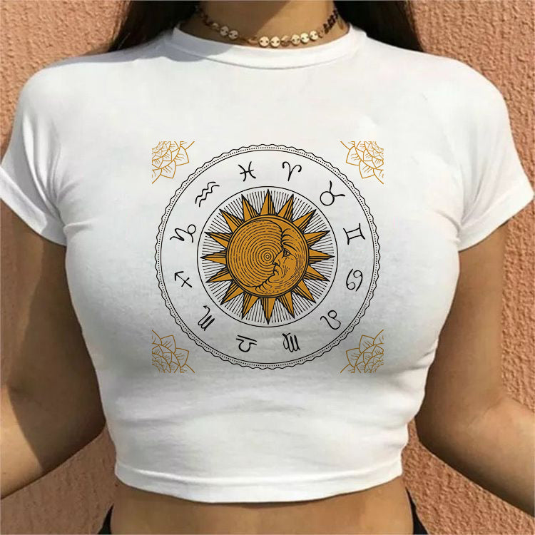 Astrological Constellation Wheel Lady's Crop Tee