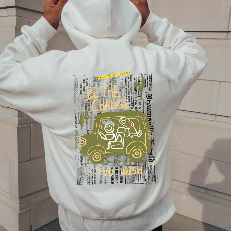 Graffiti Letter Print Men's Fleece Sweatshirt