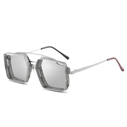 Retro Metal Hollow Square Frame Men's Sunglasses