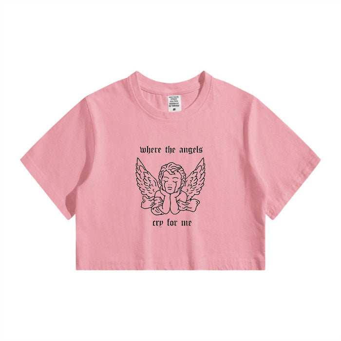 Angel Baby Print Cute Crop Tee