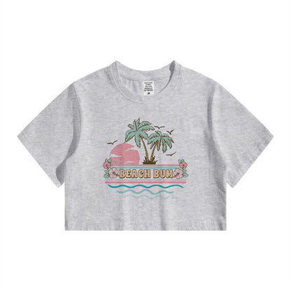 Ladies Beach Bum Floral Print Crop Tee