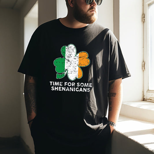 Irish Flag Tri-Color Clover Shenanigans Time Tee Big & Tall