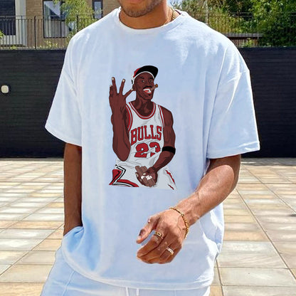 Men's Basketball Legend Jordan's Cartoon Portrait Fan Tee Big & Tall