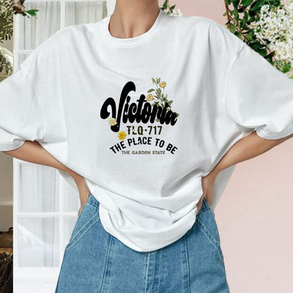 Victoria Floral Print Women's Cotton T-shirt