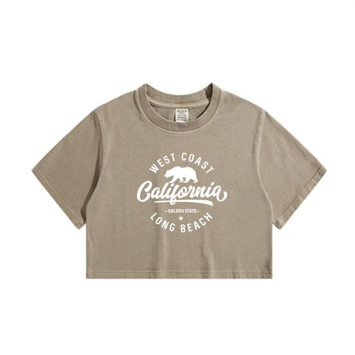 Lady's California Print Crop Tee