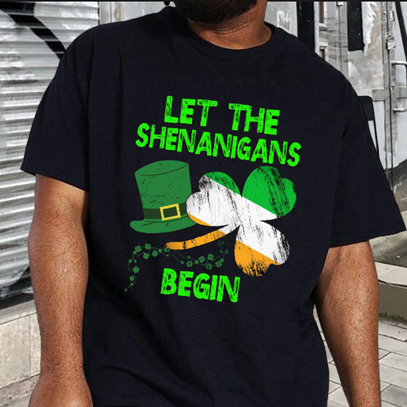 Shenanigans Green Hat and Shamrock Printed T-shirt Big & Tall