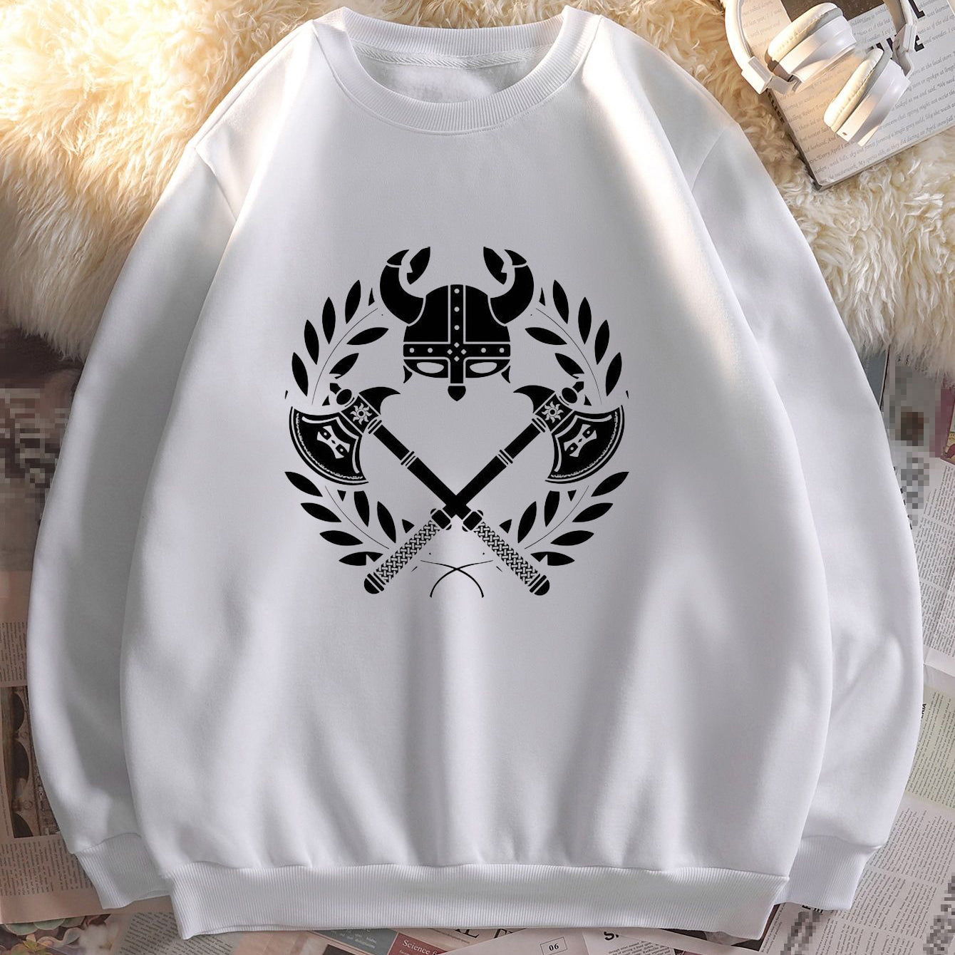 Nordic Heritage Attire Axe and Armor Print Men's Sweatshirt