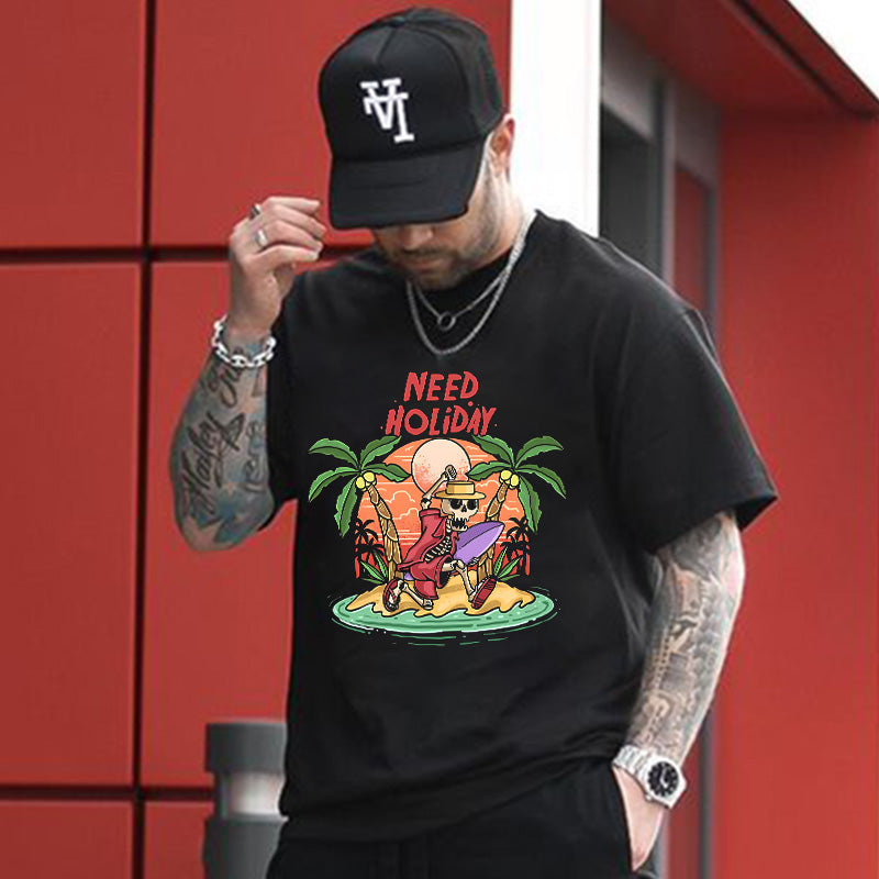 Skeleton Beach Holiday Men's Oversize Tee