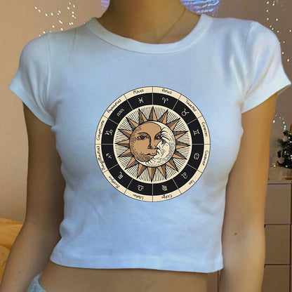 Zodiac Astrology Circle Lady's Crop Tee