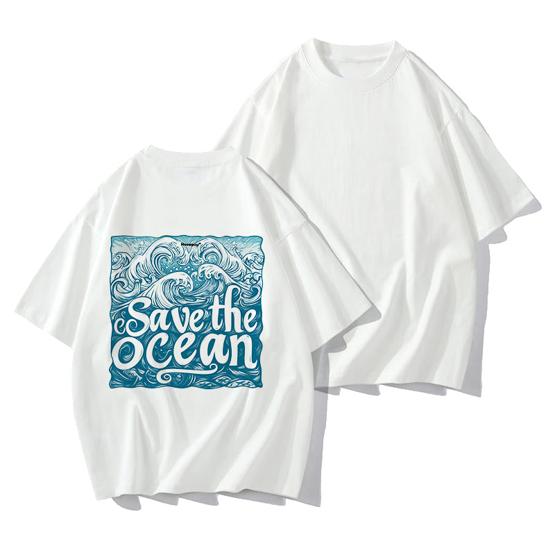 Ocean Waves Print Women's Short Sleeve T-shirt