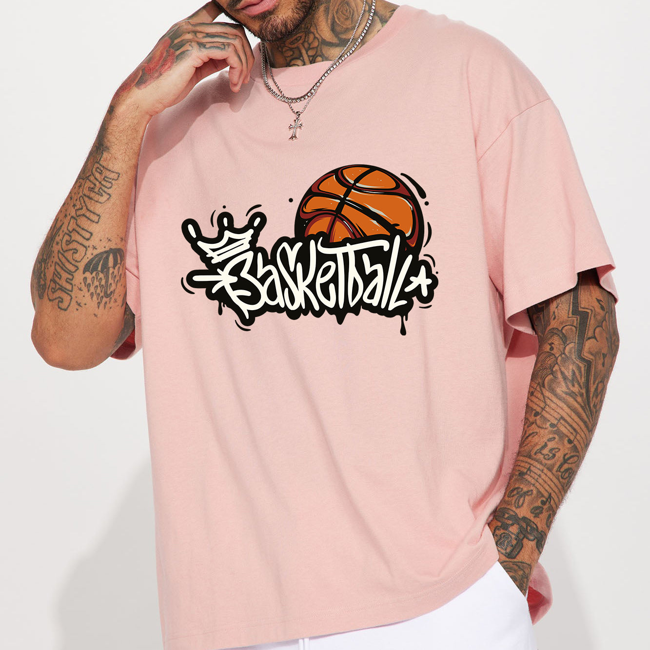 Basketball Print Men's Cotton T-shirt