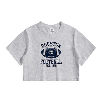 Ladies Houston TX Football Print Crop Tee