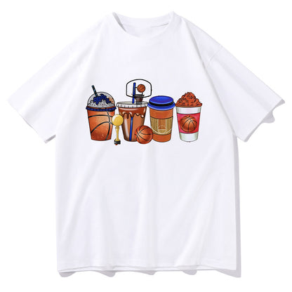 Court to Cafe Drink Illustration B-ball Beverages Graphic Tee