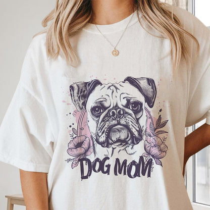 Women's Dog & Blooms Print Oversized T-shirt