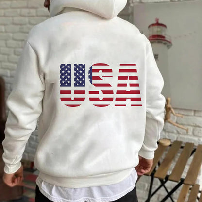 Team USA Men's White Fleeced Hoodie