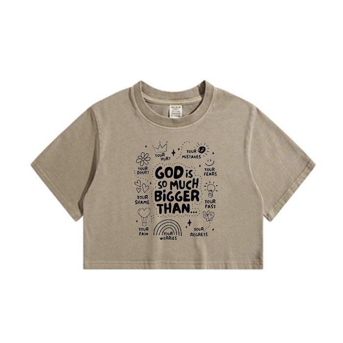 The Power of Faith Lady's Letter Print Crop Tee