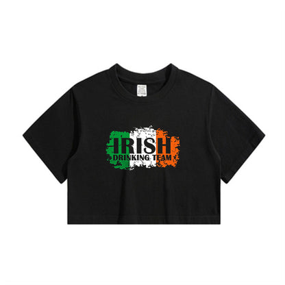 Women's Irish Pride Drinking Team Print Crop Tee