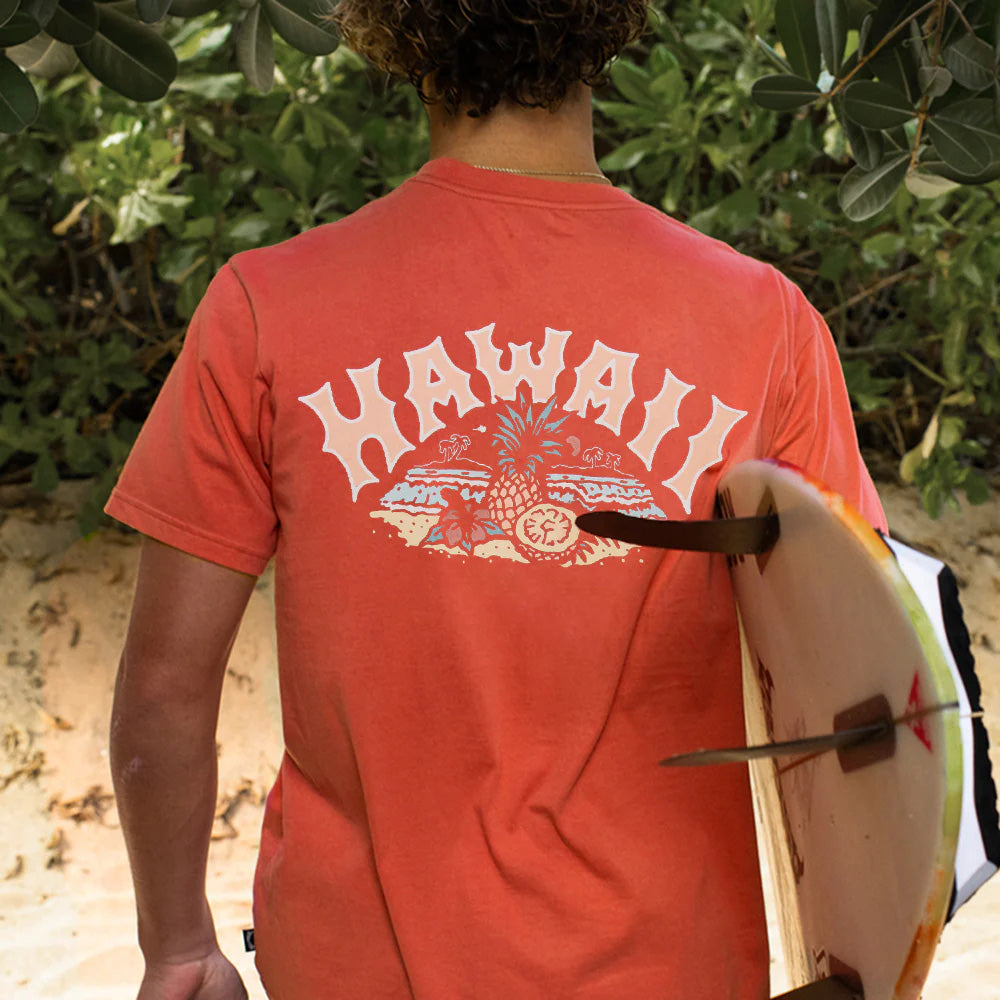 Hawaii Beach Vacation Surf Graphic Print Casual Men's T-Shirt