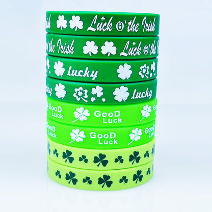 St Patrick's Day Lucky Clover Silicone Wristband