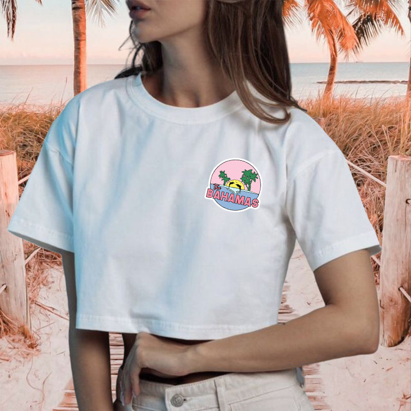 BAHAMAS Beach Print Ladies Crop Tee