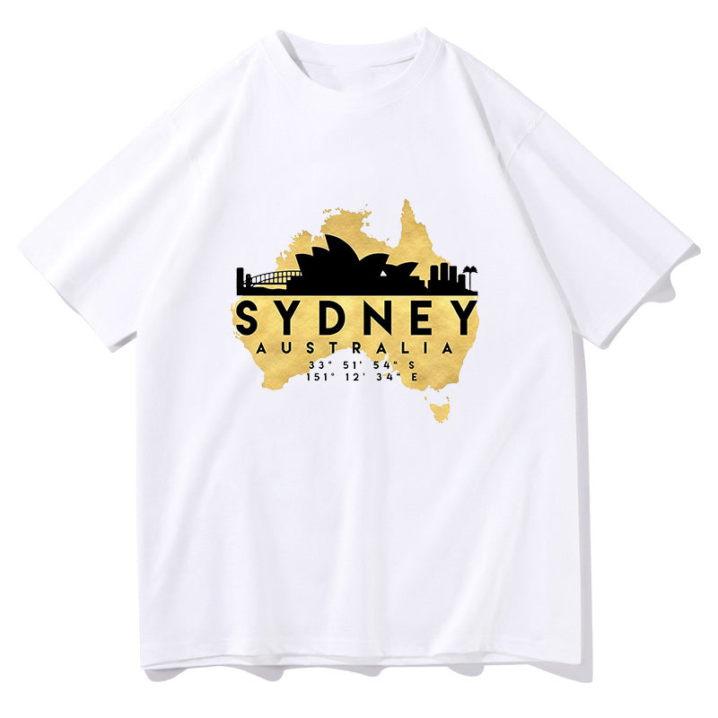 Australia Map and Sydney Landmarks Tee