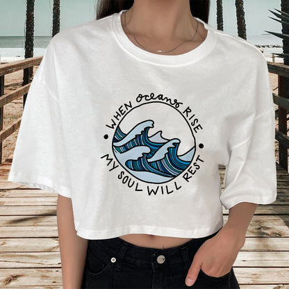 Ocean Wave Women's Soul Print Crop Tee