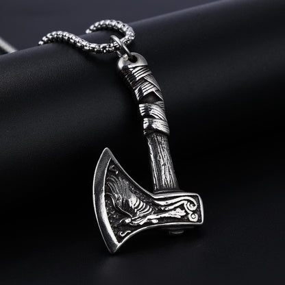 Vintage Stainless Steel Viking Axe Men's Necklac