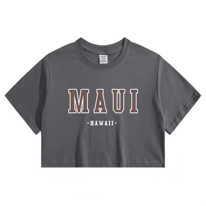 Maui Letter Print Lady's Crop Tee