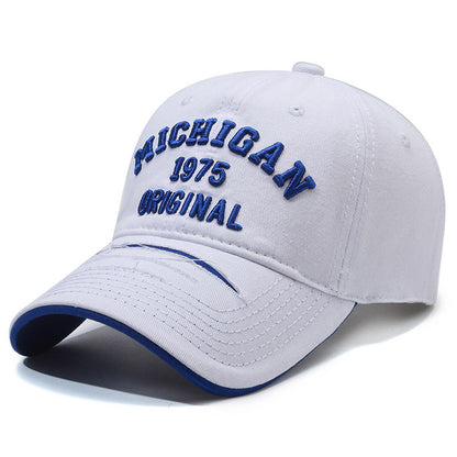 MICHIGAN Embroidered Ripped Colorblock Cap Hat