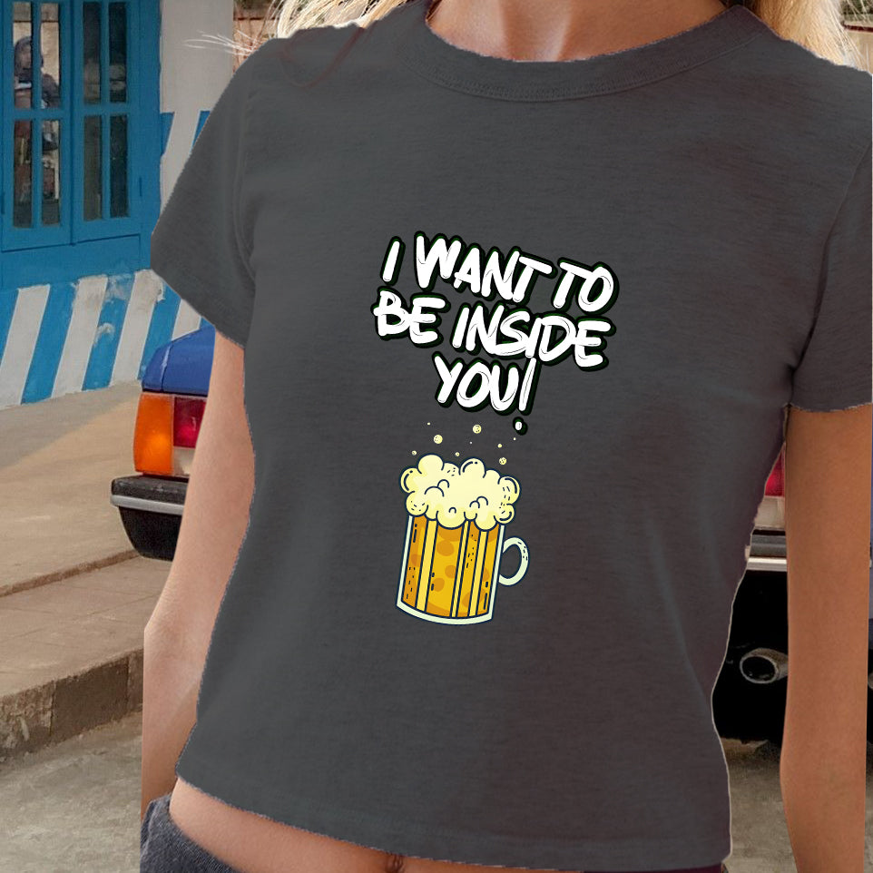 Bubbly Beer Wish Women's Playful  Crop Tee