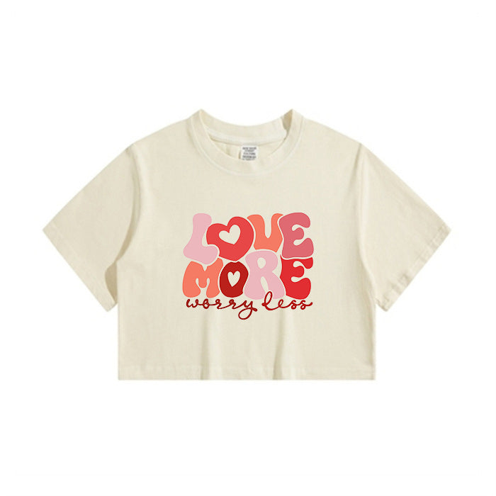 Love More Lady's Letter Print Crop Tee