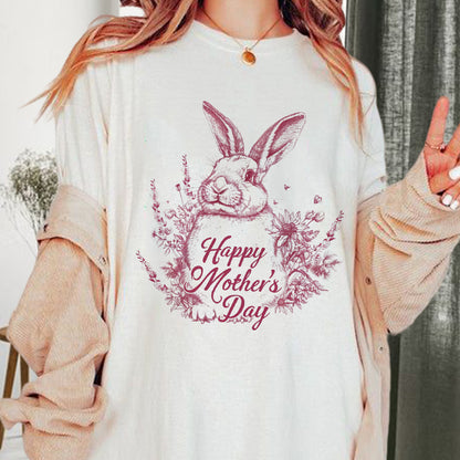 Happy Mother's Day Floral Rabbit Love Tee