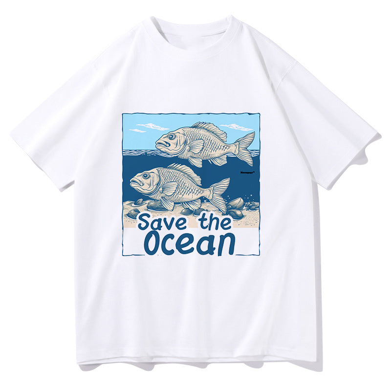 Ocean Fish Print Women's Ocean Lovers Cotton Tee