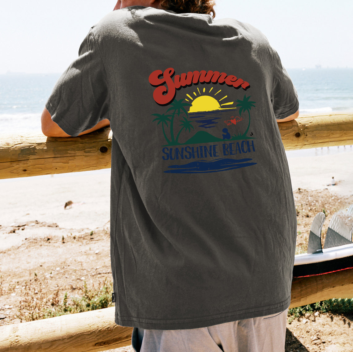 Sunshine Beach Print Cotton Tee