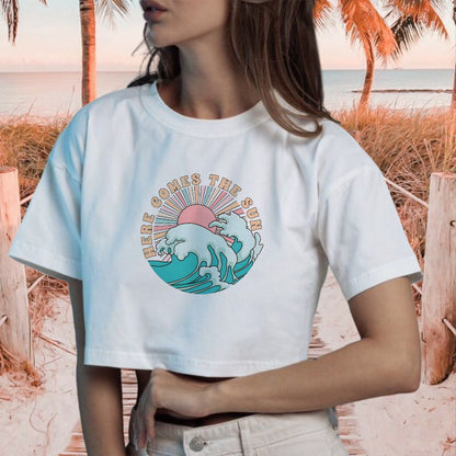 Ocean Wave and Sun Women's Crop Tee