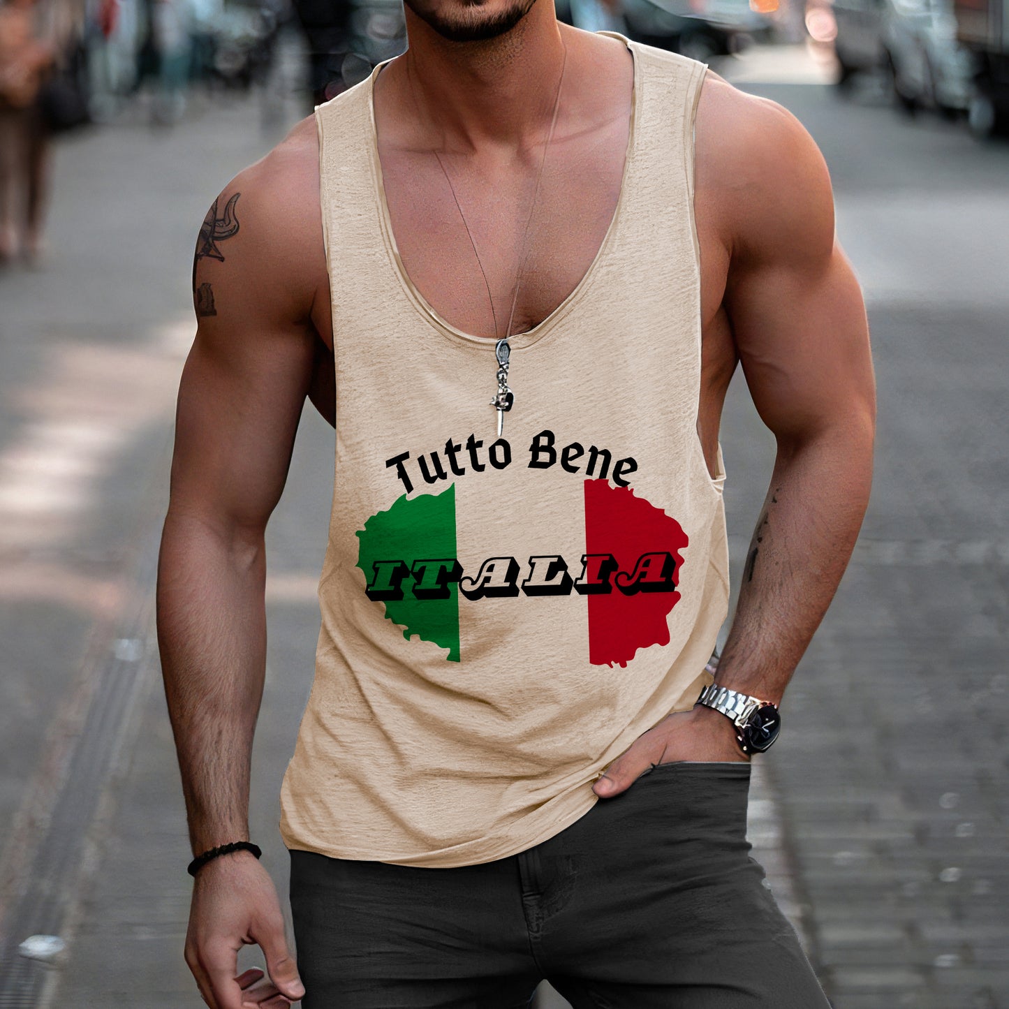 Italia Map Print Men's Tank Top