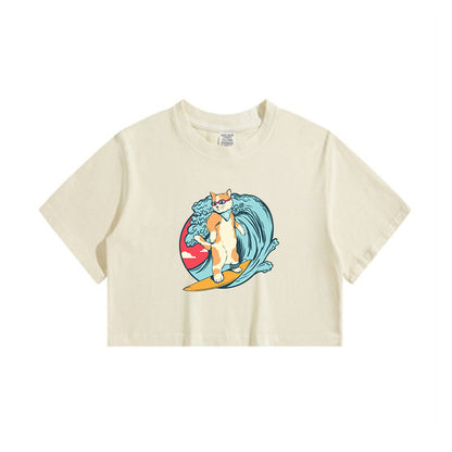 Surfing Dog Lady's Crop Tee