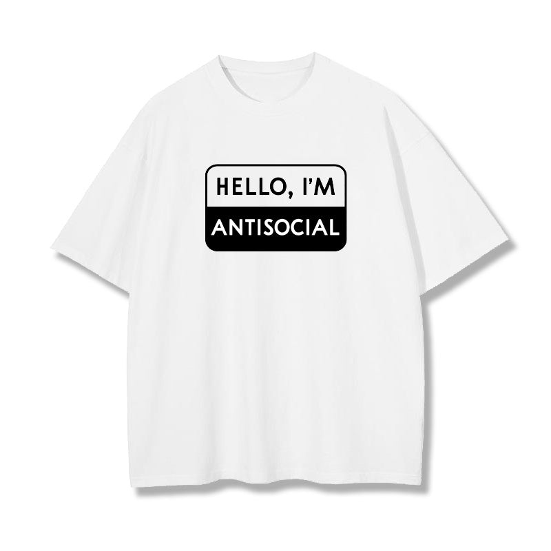 HELLO, I'M ANTISOCIAL Print Men's Cotton T-shirt 230g