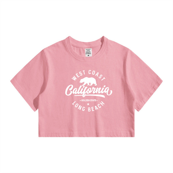 Lady's California Print Crop Tee