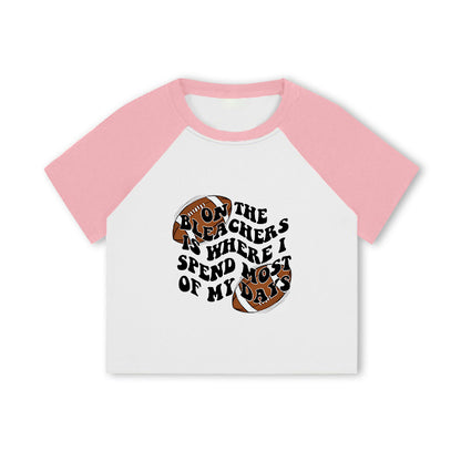 Football Lovers Print Ladies Color Block Crop Tee