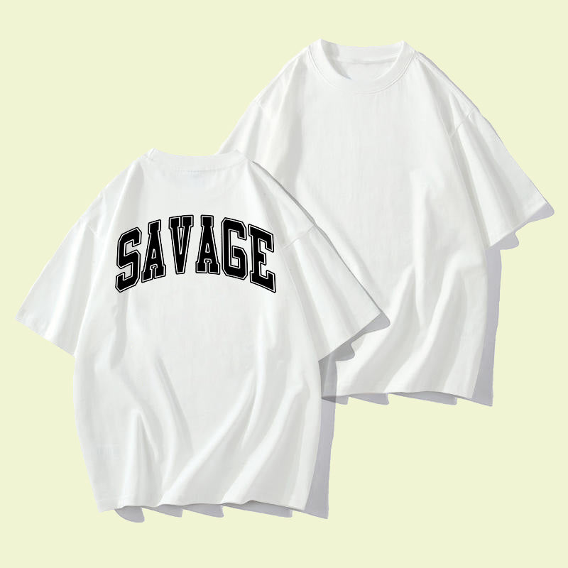 SAVAGE Letter Print Casual Men's T-Shirt  Big & Tall