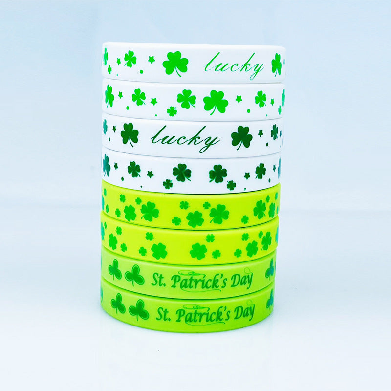 St Patrick's Day Lucky Clover Silicone Wristband