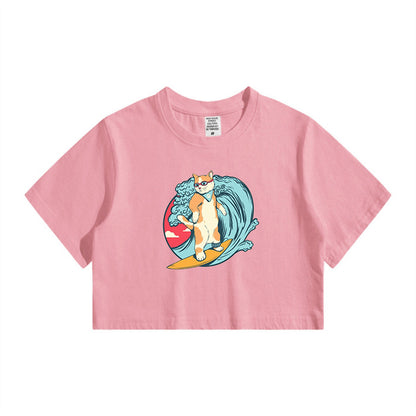 Surfing Dog Lady's Crop Tee