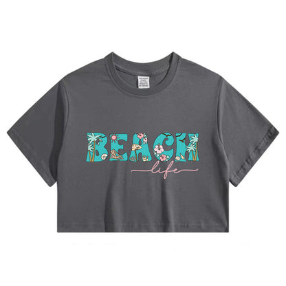 Summer Beach Vibes Ladies Crop Tee