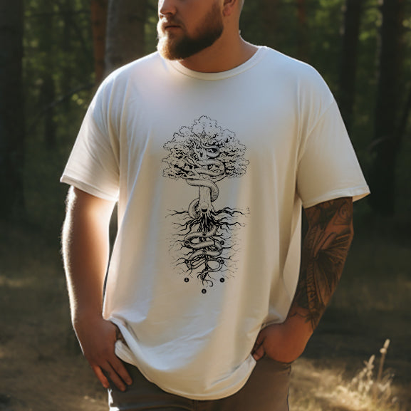 Norse Mythological Yggdrasil and the Midgard Serpent T-shirt Big & Tall